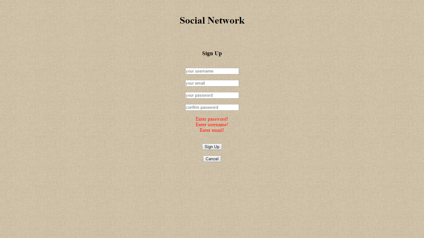 Registration screen validation